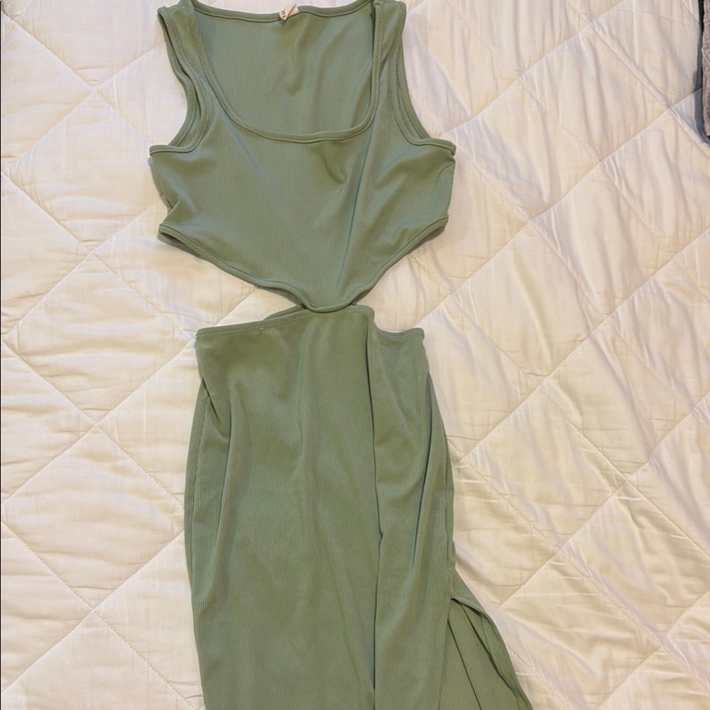 Green Sleeveless Cutout Dress